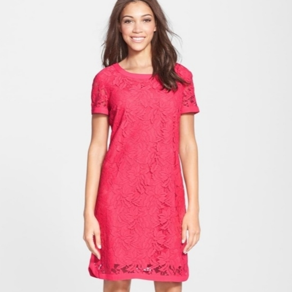 Donna Morgan Lace Ribbon Trim Shift Dress Size 14 NWT